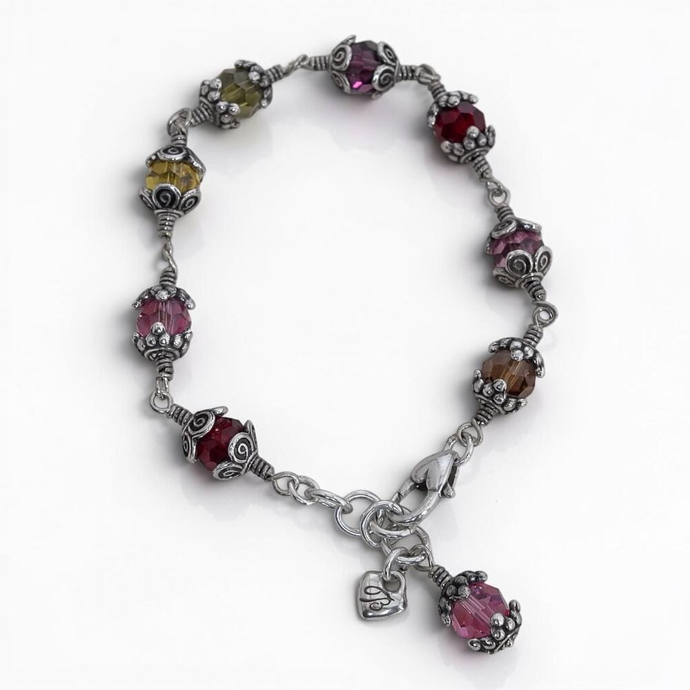 Vintage Brighton Glass Mountain Beaded Bracelet Multicolor Caged Crystal Retired